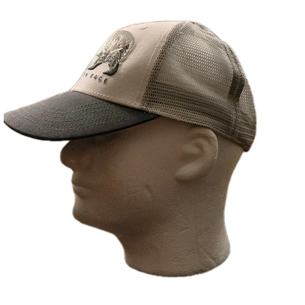 The North Face Mama Bear Snapback Mesh Trucker Hat Cap Gray/Blue Cap Sz 7